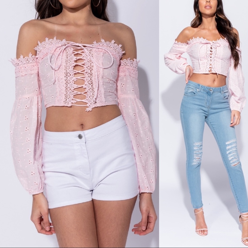 Just In! Temptress -  Off Shoulder Corset Crop Top - Picture 4 of 7